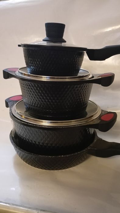 Kpl garnków Edel HOFF  alu marmurkowy 7 elementów