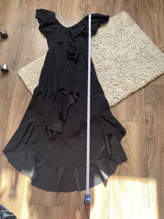 Czarna sukienka hiszpanka, zakrywa /maskuje brzuch na wesele i imprezy