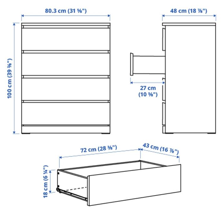 Comoda Malm 4 gavetas