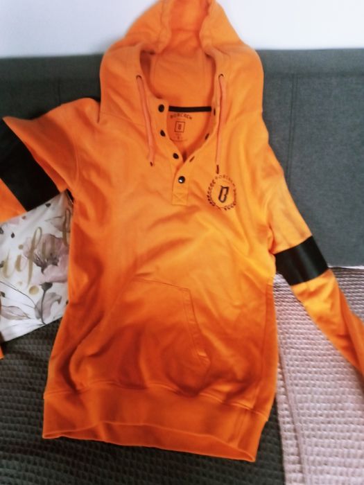 Bluza meska S kaptur pomarancz czern borclew