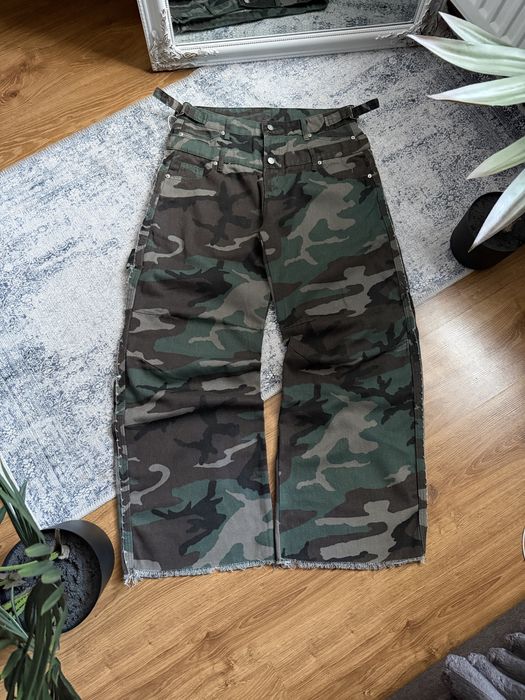 Camo Distressed Jeand Baggy Камо Джинси Широкі з Подвійним Поясом Double Waist Камуфляж Архив Archive Дострес Real Tree Military
