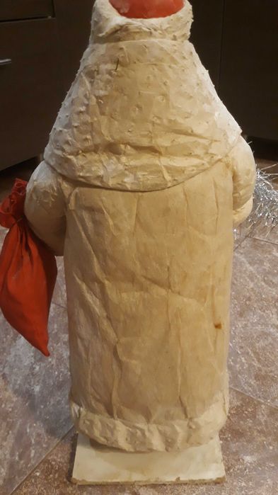 Новогодняя игрушка Дед Мороз из папье маше и ваты, СССР,