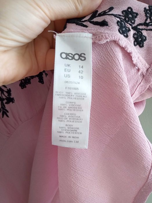 Elegancka bluzka ASOS 40 L baskinka odkryte plecy wieczorowa haft