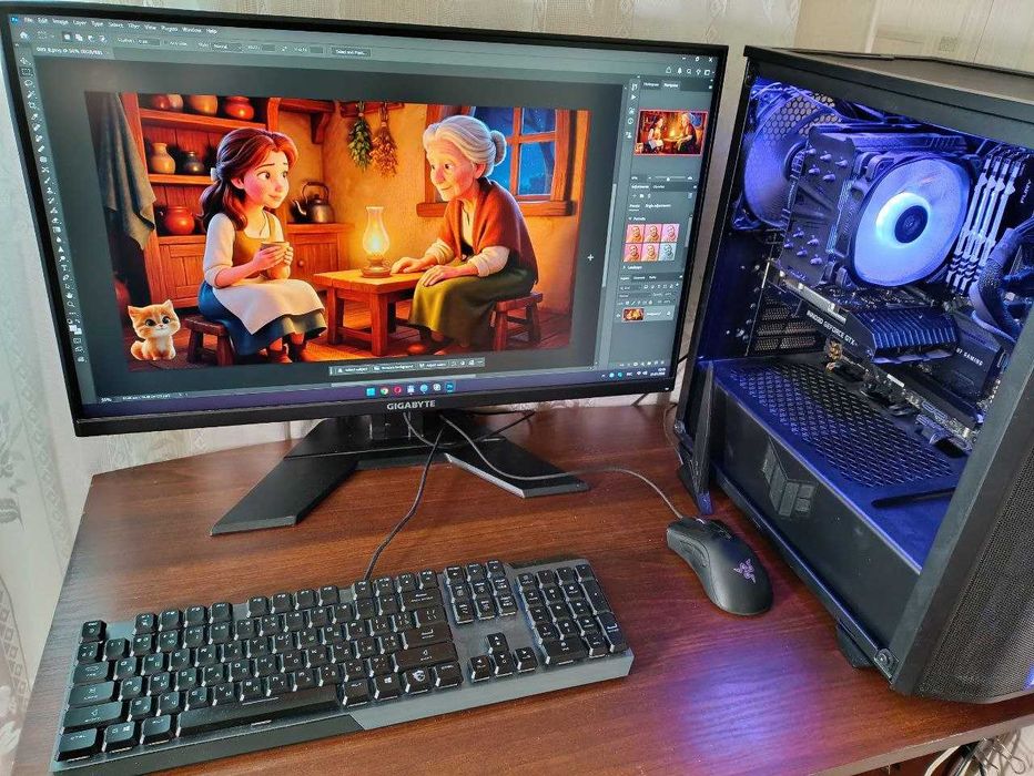 Чудовий компьютер з монітором з надійних комплектуючих. Ідеальний стан