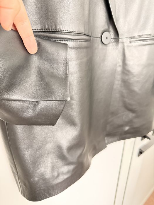 Шкіряний піджак Massimo Dutti чорний L чудовий стан