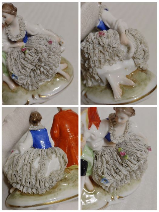 Статуэтка кавалер с дамой MULLER Мюллер фарфор Германия 1890-1927 год