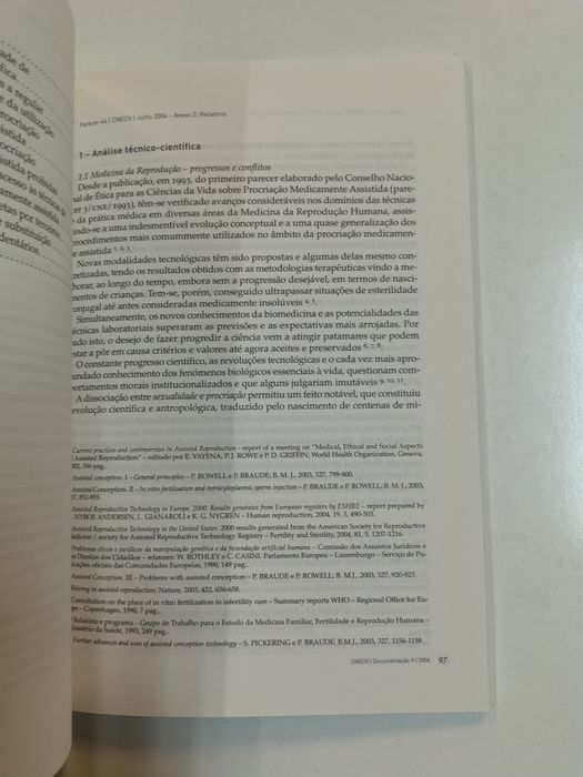 Documentação 9, do Conselho Nacional de Ética para as Ciências da Vida