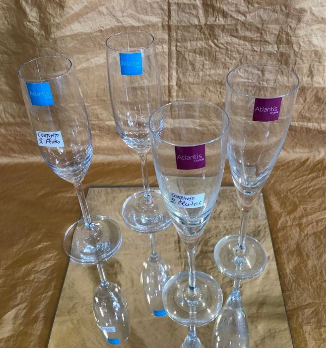 conjunto de artigos em cristal da marca atlantis - tudo c/ 50% de desconto