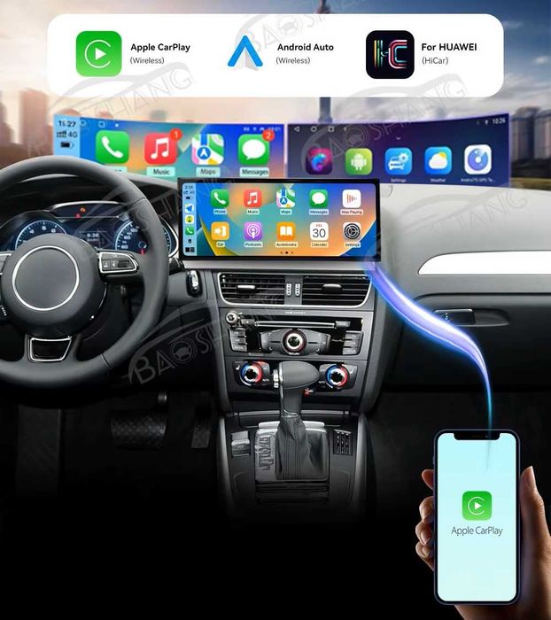 CarPlay Android Auto Radio FM RDS Android YouTube WiFi 4G MP3 MP4 GPS Nawigacja Audi A4 A5 Low 14,9 cala
