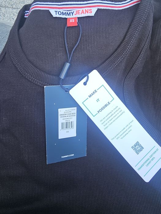 Bawełniana sportowa obcisła sukienka mini  w prążki Tommym Jeans XS/S