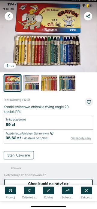 Kredki swiecowe panda wiewiorki i slon chiskie prl 3 komplety