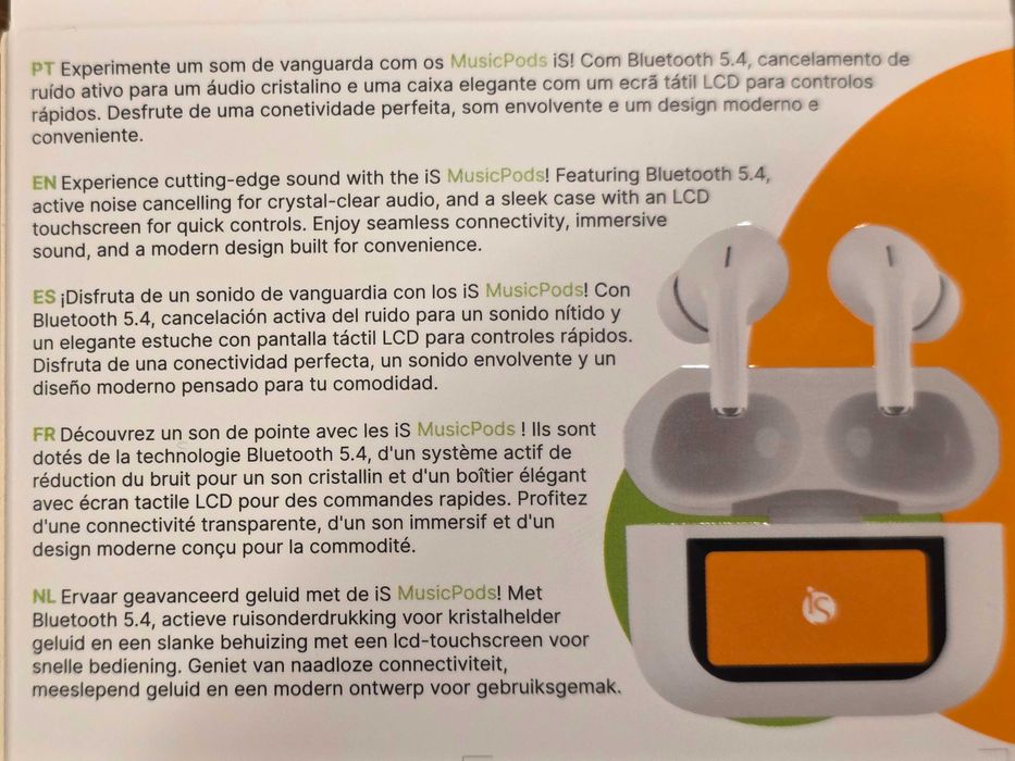 iServices Music Pods (Auriculares Bluetooth com Ecrã, Novos e Selados)