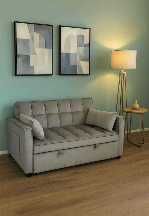 Sofa cama cinza  Envio gratis Levamos a sua casa