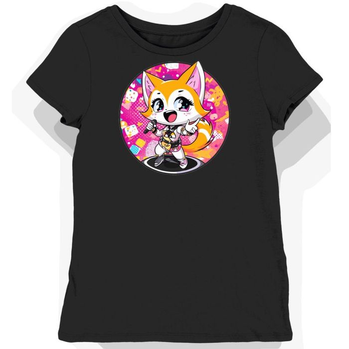 Koszulka damska czarna z nadrukiem Aggretsuko Microfon XL