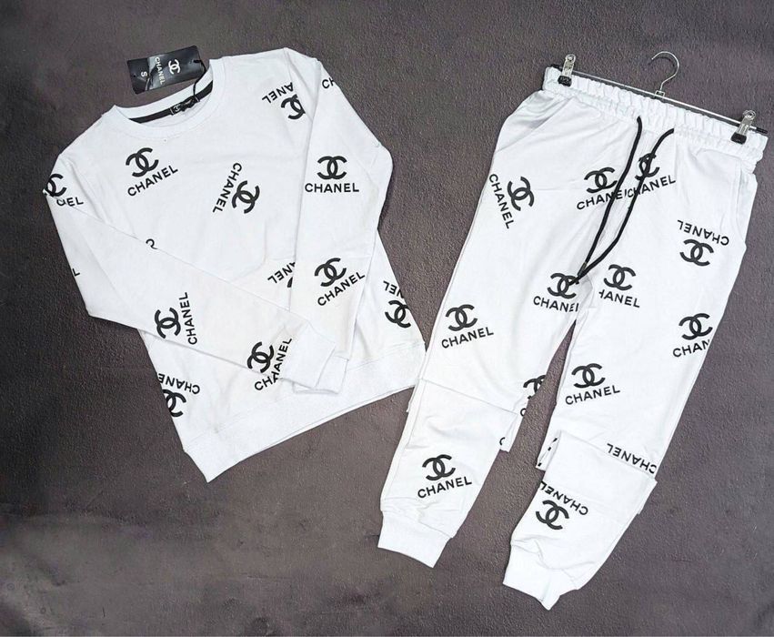Большие СКИДКИ у Нас! Женский спортивный костюм Шанель белый демисезон