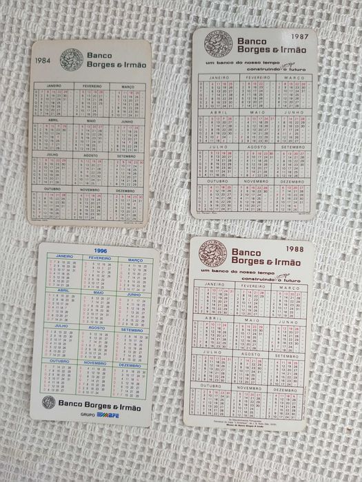 Calendário do Banco Borges & Irmão - 1984 / 1987 / 1988 / 1996