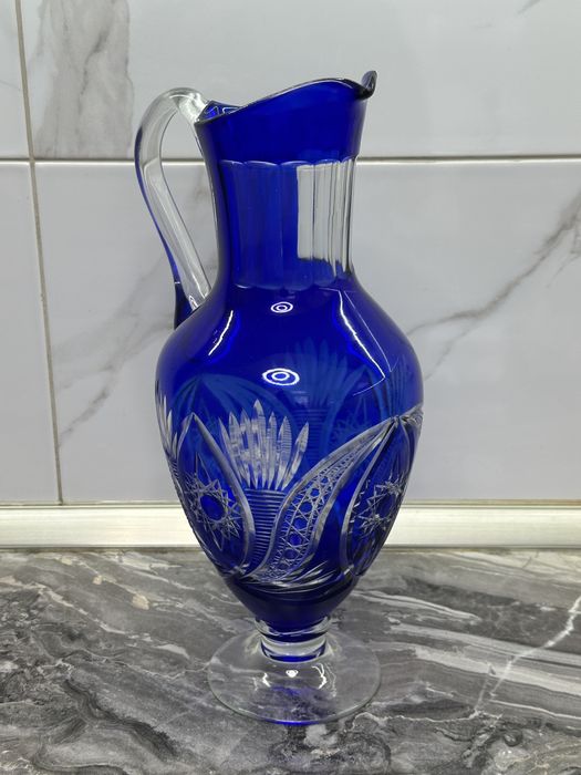 Вінтажний кувшин графин з синього скла Стрий