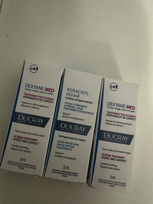 Krem DUCRAY Dexyane Med 2 szt Keracnyl Repair 1 szt nowe 3x 5ml