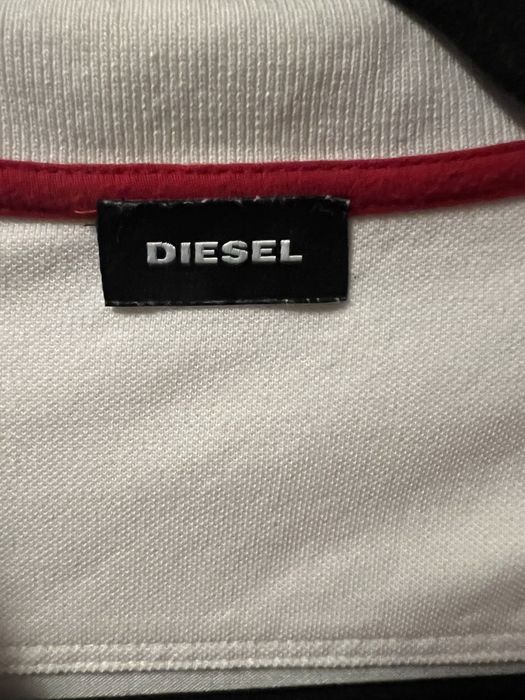 Biała koszulka polo Diesel z zamkiem i haftowanym logo