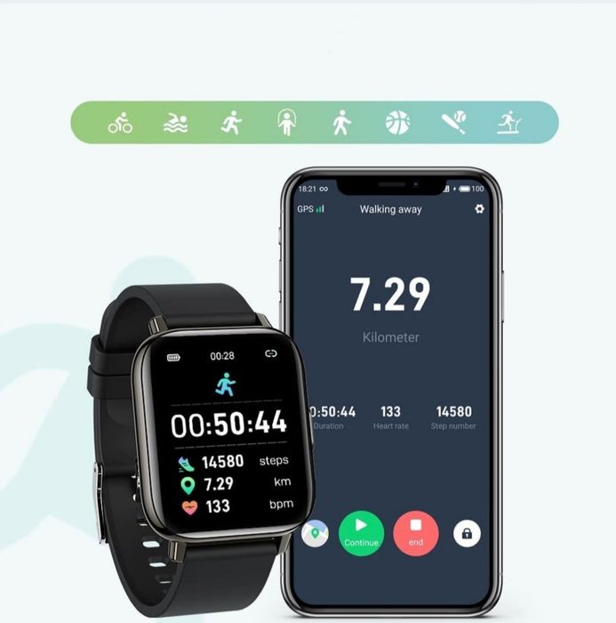 Smartwatch Motast P32 czarny krokomierz kalorie