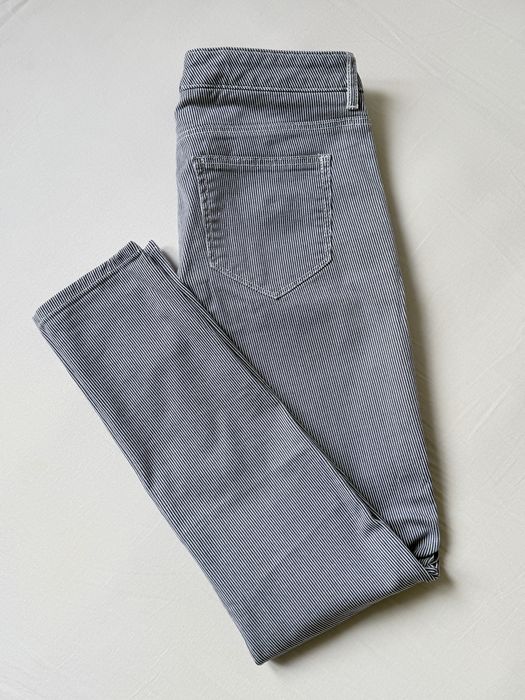 Spodnie Esprit skinny paski niebieskie białe marynarskie jeans
