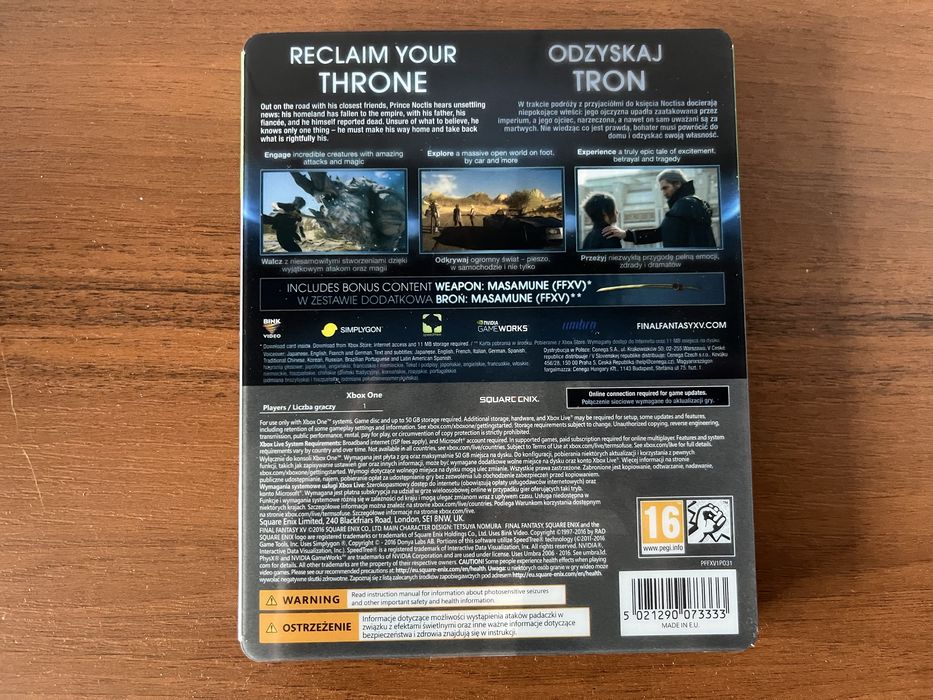Final Fantasy XV Special Edition steelbook xbox one