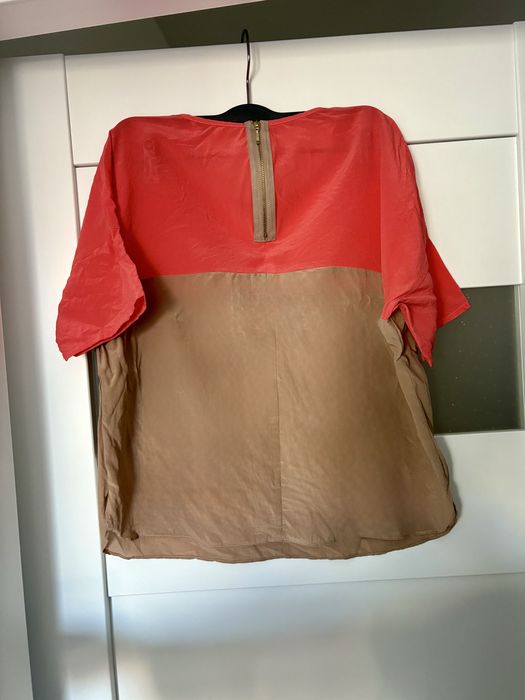 Jedwabna Bluzka celine premium markowa M brazowa rozowa