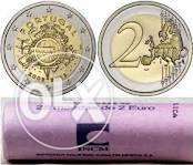 Rolos de 25 moedas comemorativas de 2 euros Portugal Malta Luxemburgo