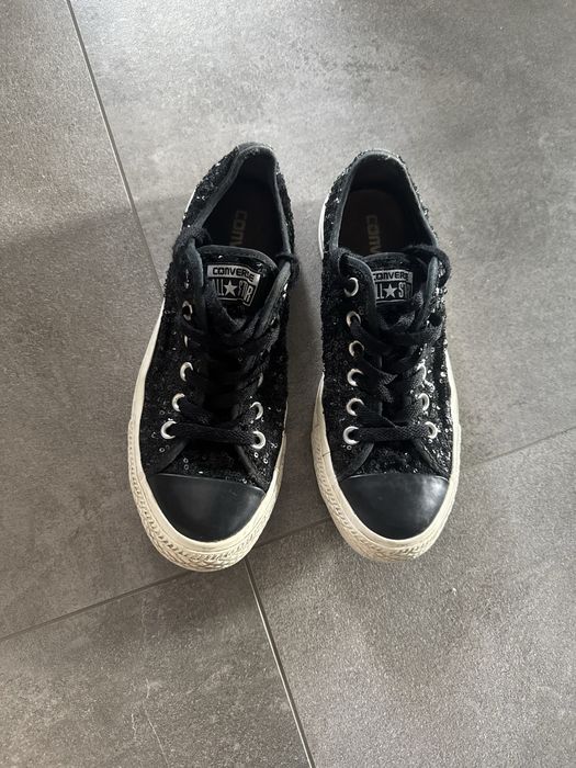 Czarne cekinowe converse 37,5 Zalasewo •
