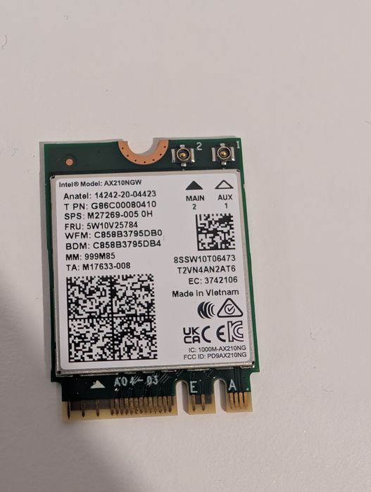 Karta sieciowa Intel WiFi 6 6E AX210 Bluetooth 5.3 5374Mbps M.2