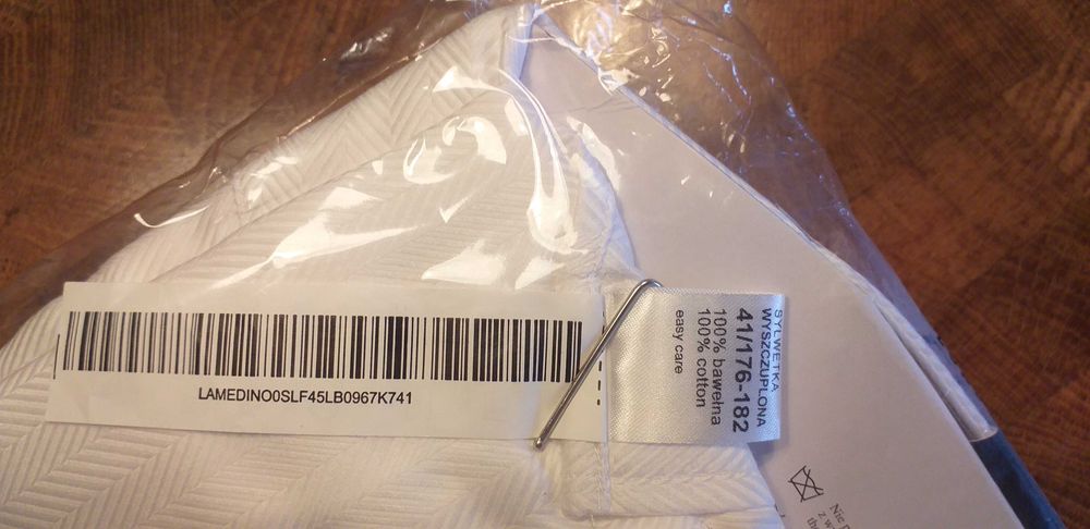 Koszula męska LAMBERT - biała, jodełka 41, 176-182 - NOWA