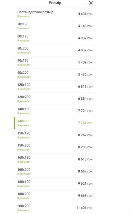 Матрац Essen з кокосом 140*200 см є розміри