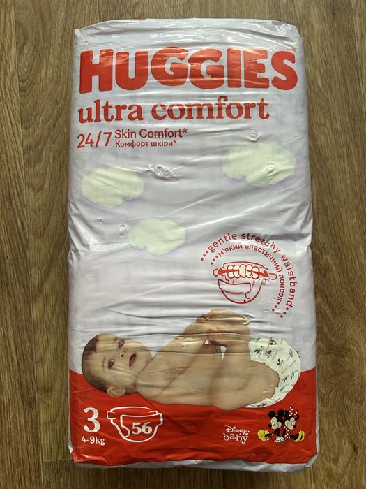 Підгузки Huggies Ultra Comfort 3 (4-9 кг) 56 штук! Нова упаковка!