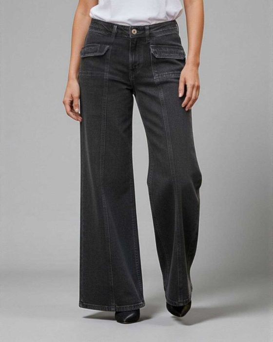 H&M джинсы клёш wide leg, женские карго с карманами, р. S