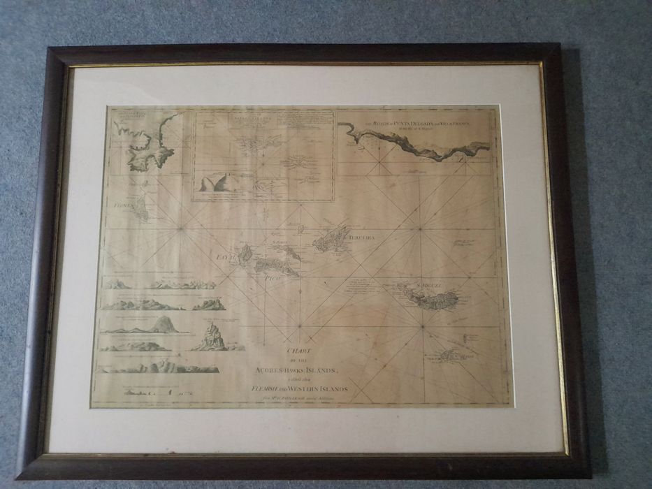 Mapa de Açores Hawks Islands com moldura