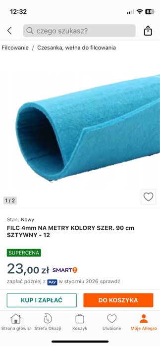 Filc niebieski 4mm 100x90 cm