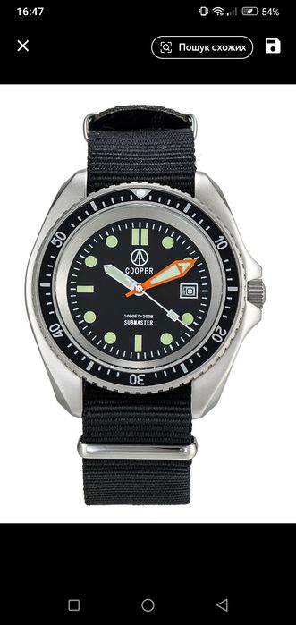 Оригінальний кварцевий дайверський годинник  Cooper Submaster