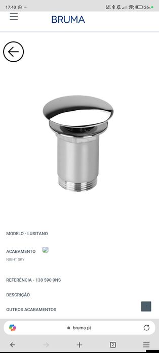 Bruma Válvula clic-clac em latão 1 1/4 - Elo