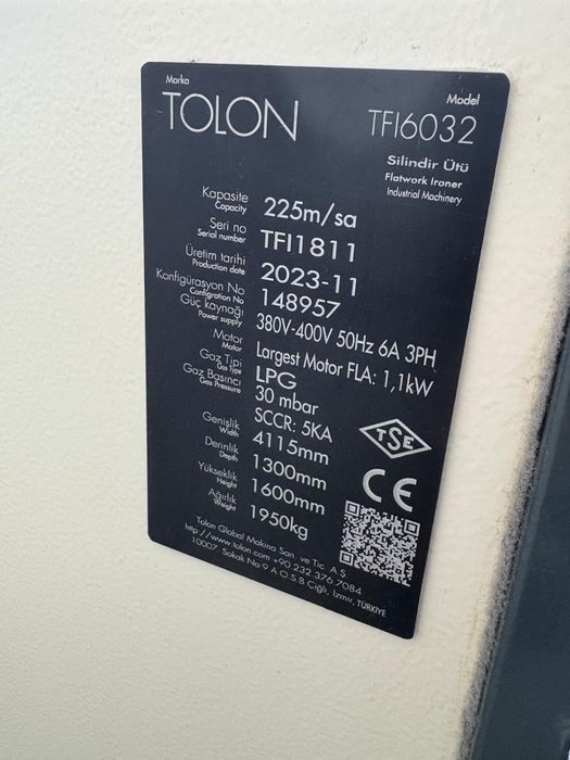 Calandra mural industrial Tolon TFI 6032 - Lavandaria