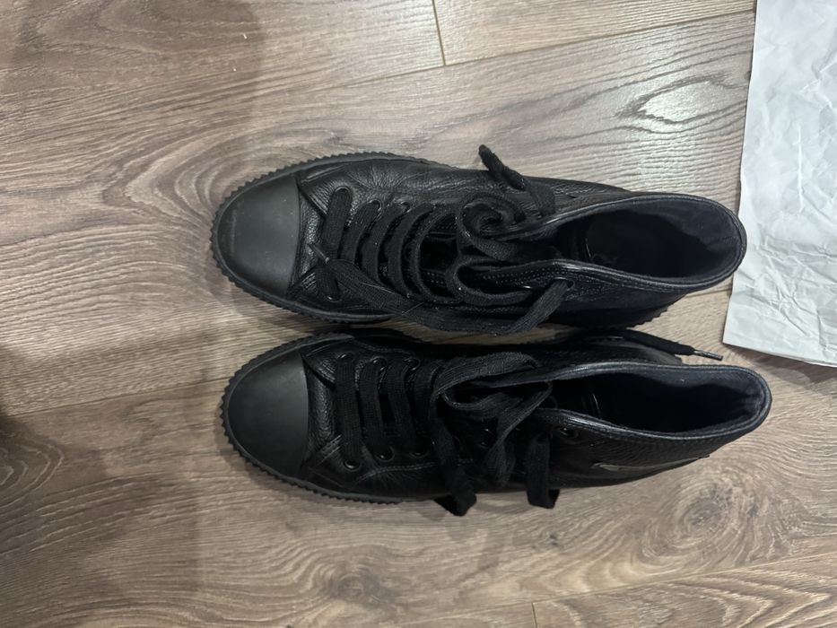 Шкіраяні високі кросівки PRADA Stratus чорні (оригінал)