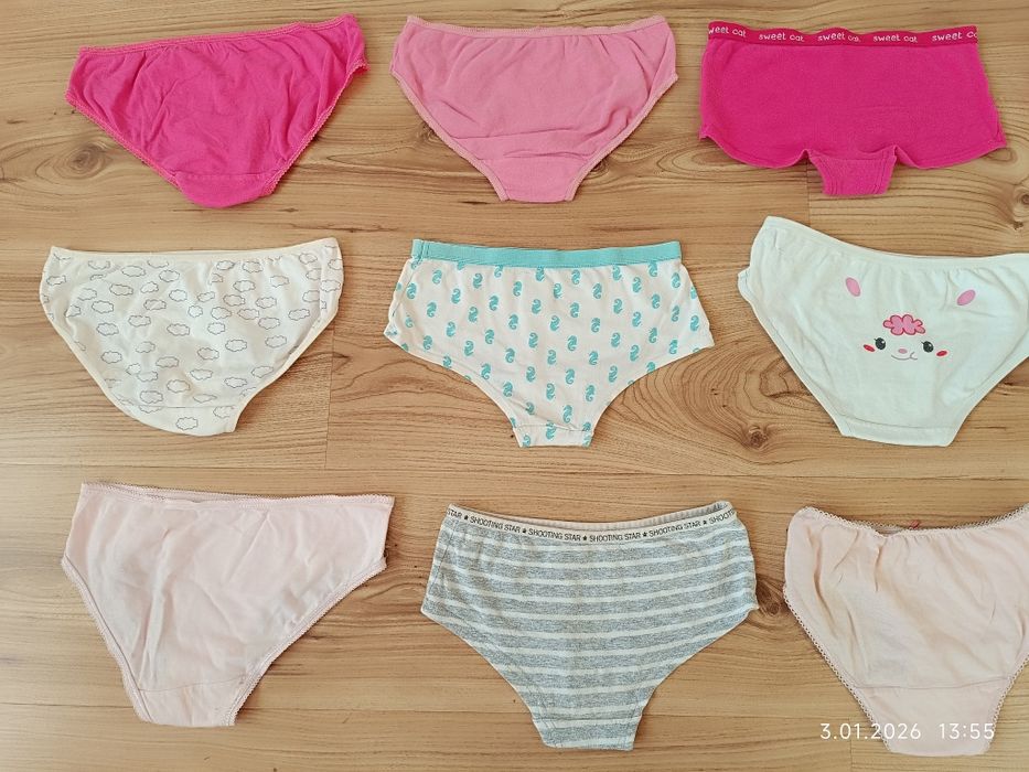 Zestaw 12 szt majtek r 128 dla dziewczynki bielizna