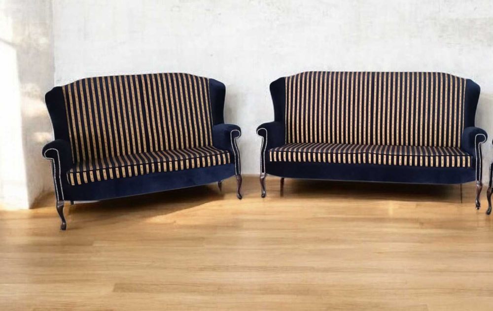 Nowy Komplet 3+2+1 LUDWIK, Tkanina Pasy , OUTLET -65% = Meble Pyka