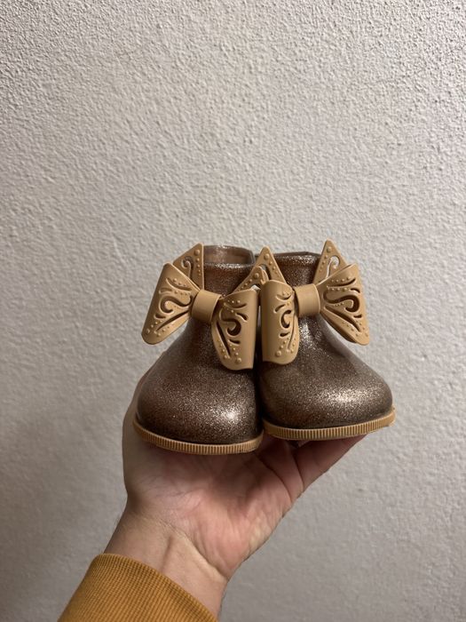 Botas Mini Melissa Sugar Rain Glitter Dourado tamanho 25