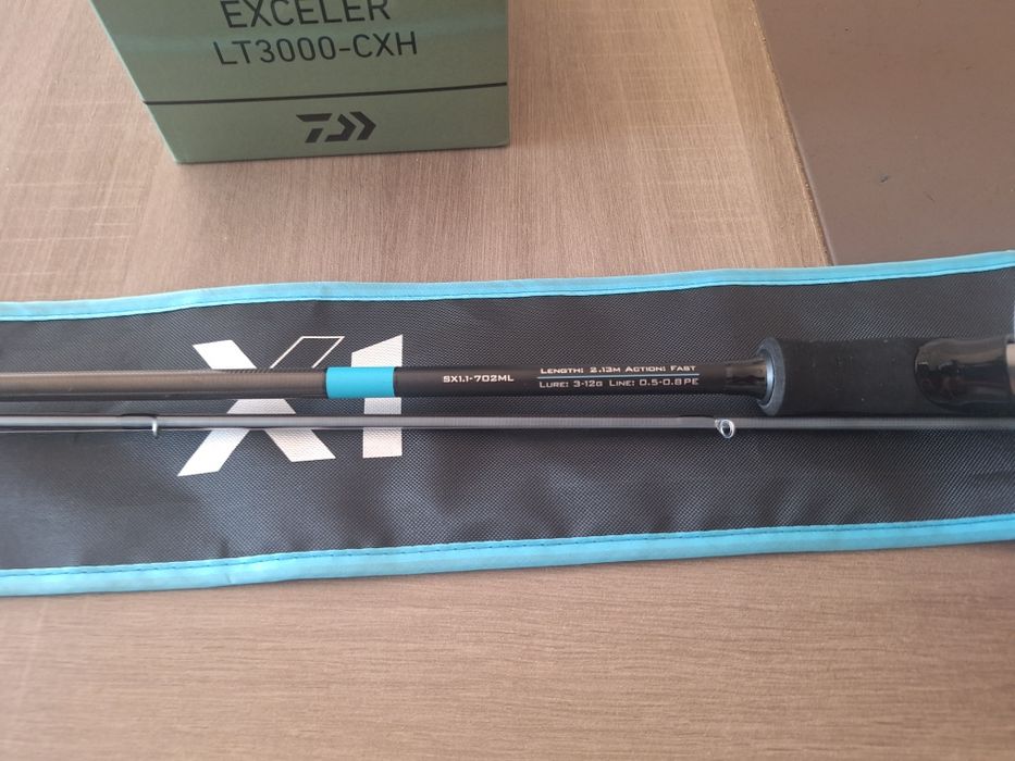 Conjunto ligth spinning, cana Favorite X1, carreto Daiwa Exceler 3000