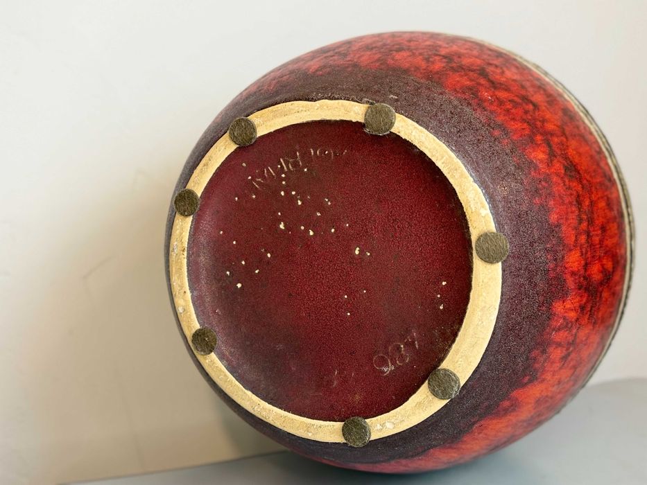 Czerwono-biały ceramiczny wazon Scheurich 486-48. Fat Lava