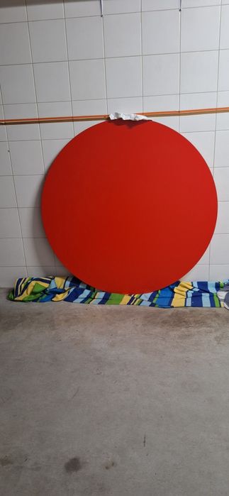 Tampo de mesa redondo vidro vermelho