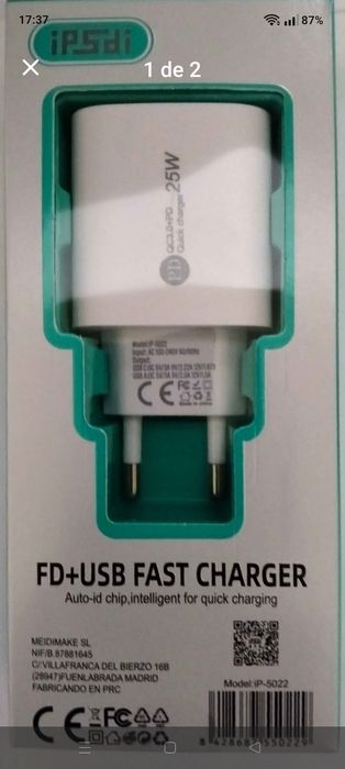 Carregador rápido 25w