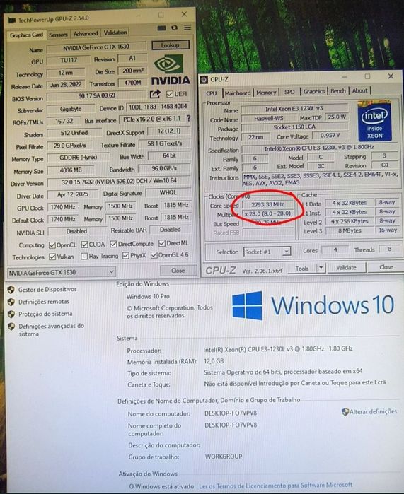 PC Jogos Core i7 4770T( Xeon 1230l V3)+GTX 1650  4gb+16gb+750gb
