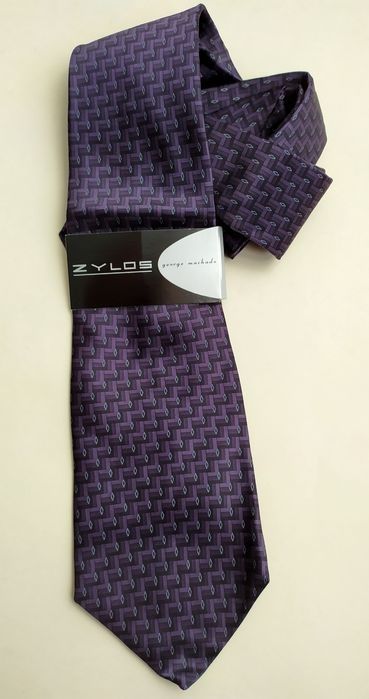 ZYLOS Мужской галстук шелковый темно синий классический галстук
