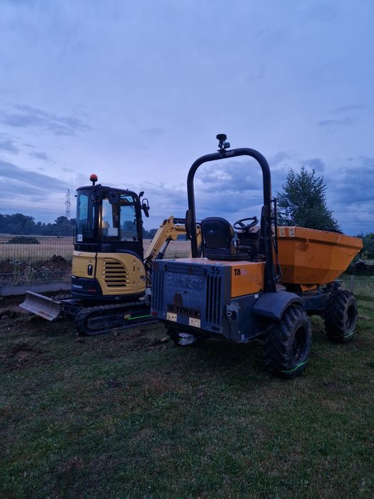 Wynajem koparki minikoparki bobcat wozidła roboty ziemne transport usługi wozidłem